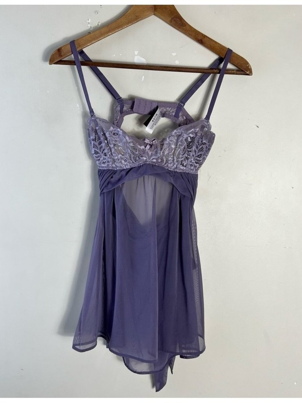 Adore Me Elegant Purple Lace Babydoll Lingerie Size 34C Feminine Sheer